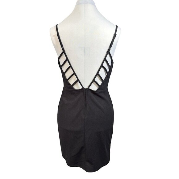 B. DARLIN‎ Juniors Strappy Black Mini Dress Size 9/10 Bodycon Cocktail Party - Picture 3 of 13
